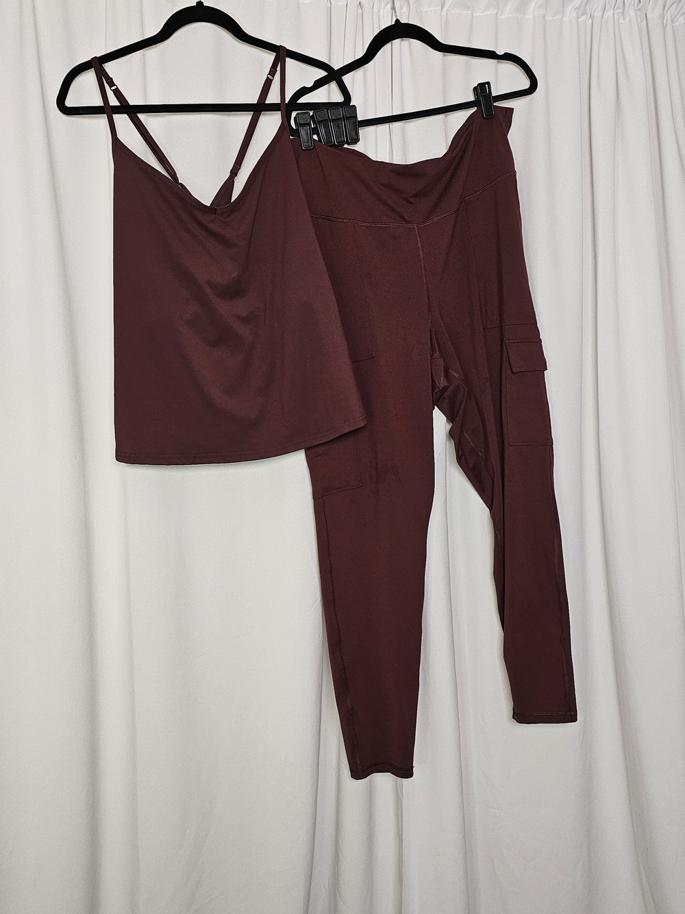 Old Navy Burgundy Cargo Leggings with Matching Strappy Cami